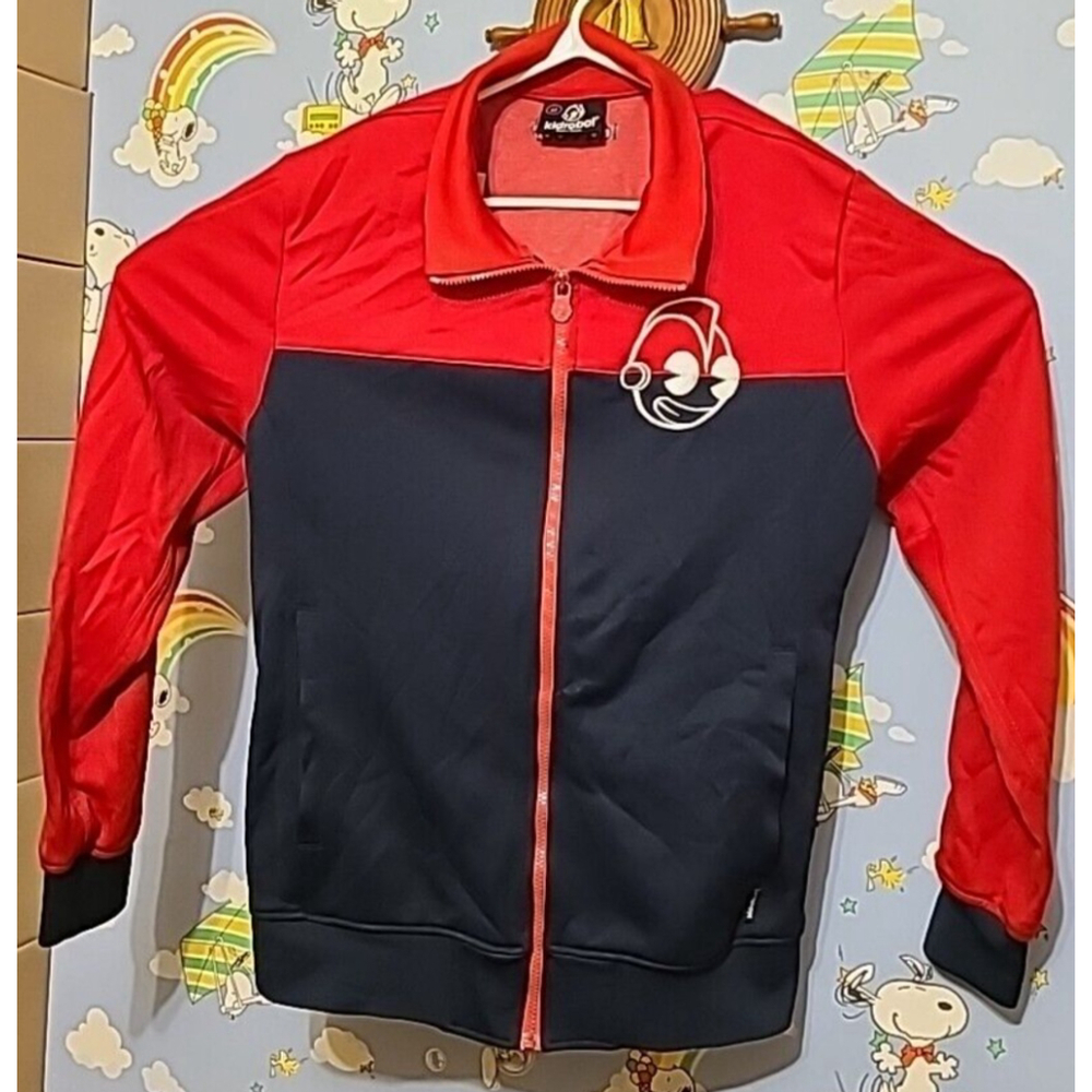 KidRobot Track Jacket Adult Medium Red Blue Logo Full Zip Vintage Y2K Pockets